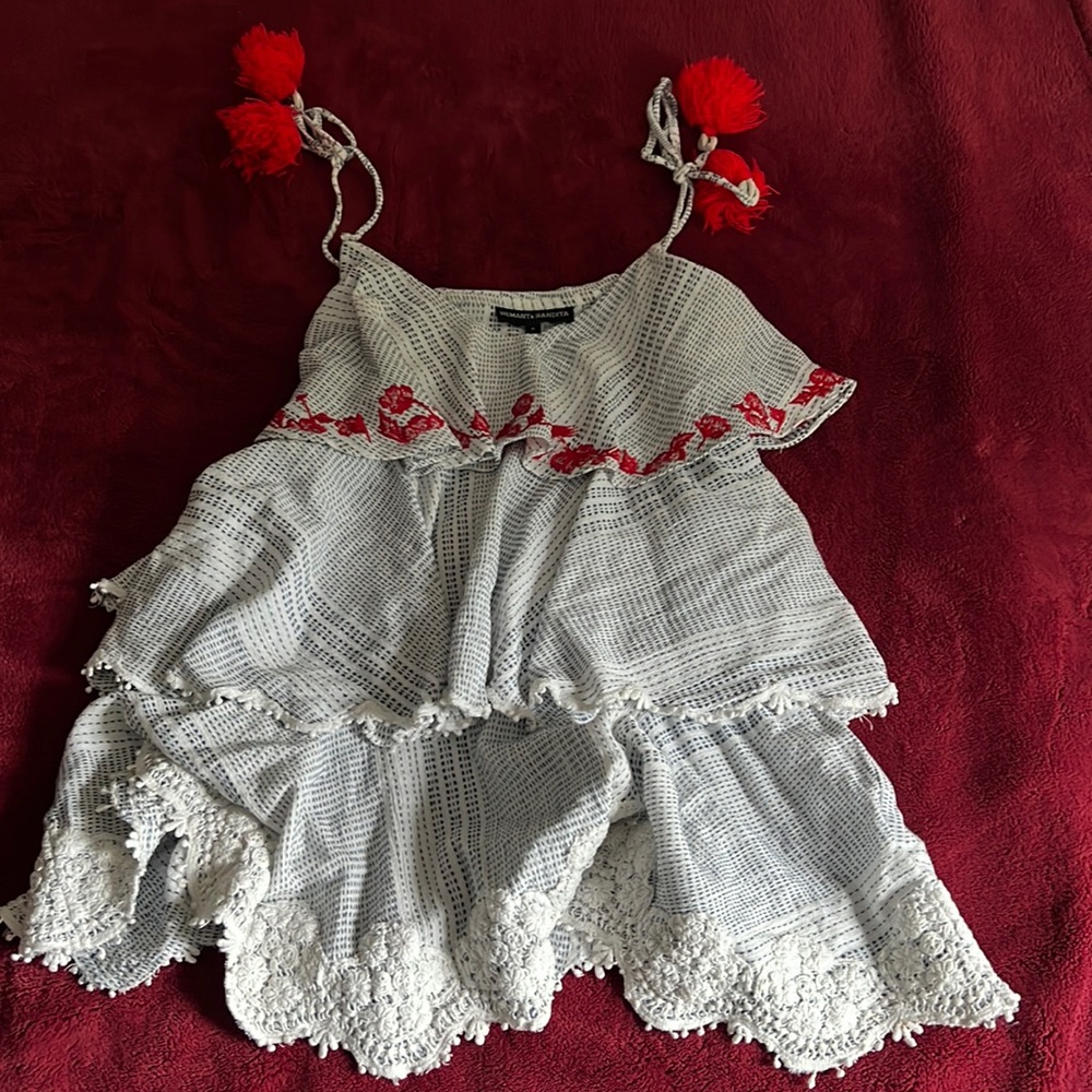 Hemant and Nandita red white
and blue layer dress size S